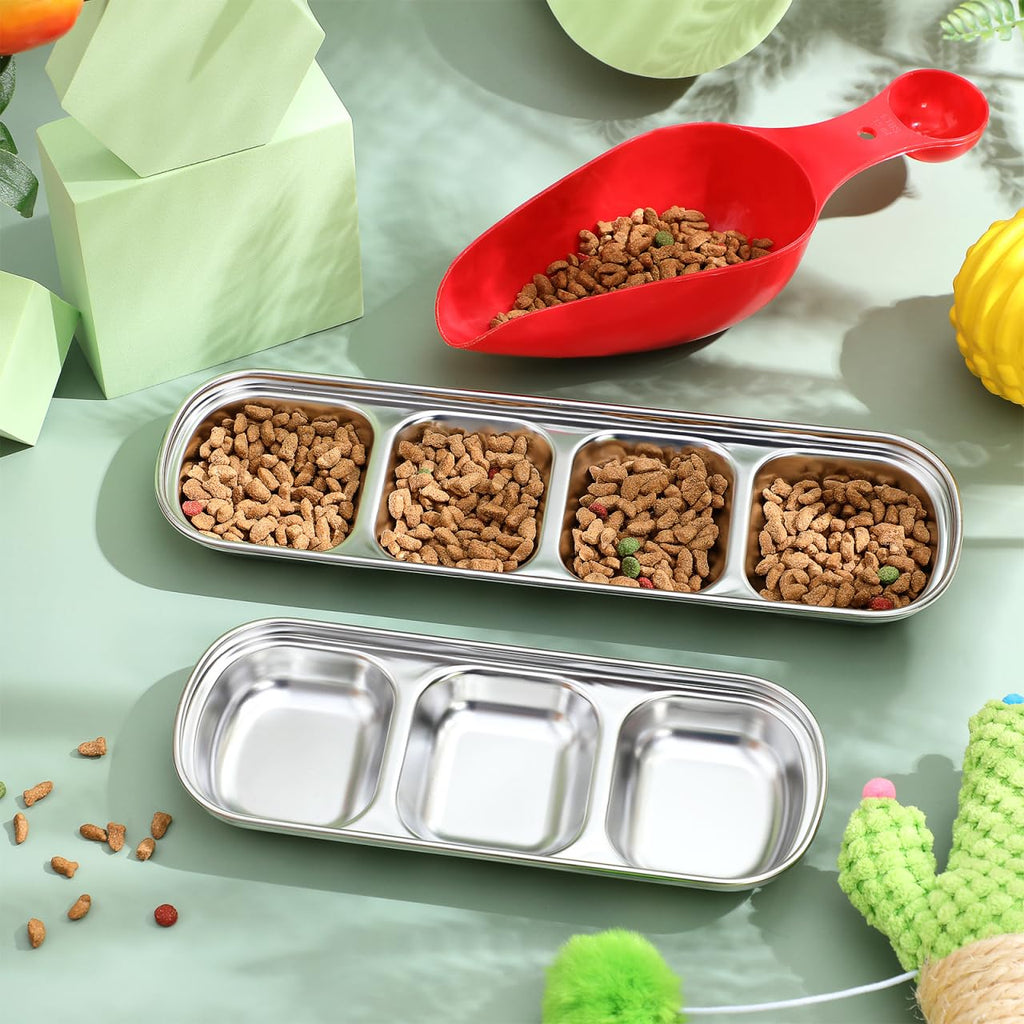2pcs Stainless Steel Compartment Pet Food Bowls T88208