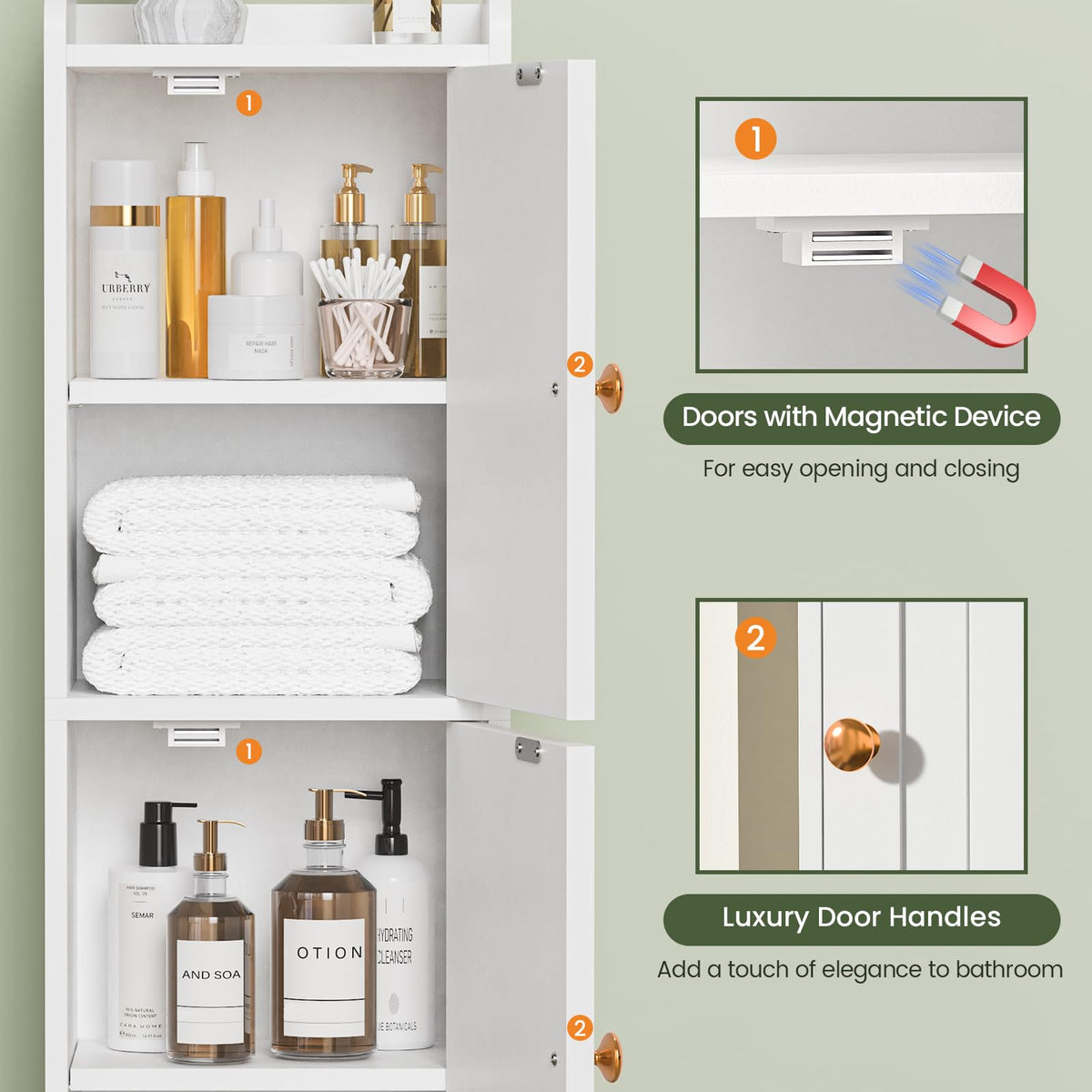 White Bathroom Storage Cabinet with 2 Doors N10603