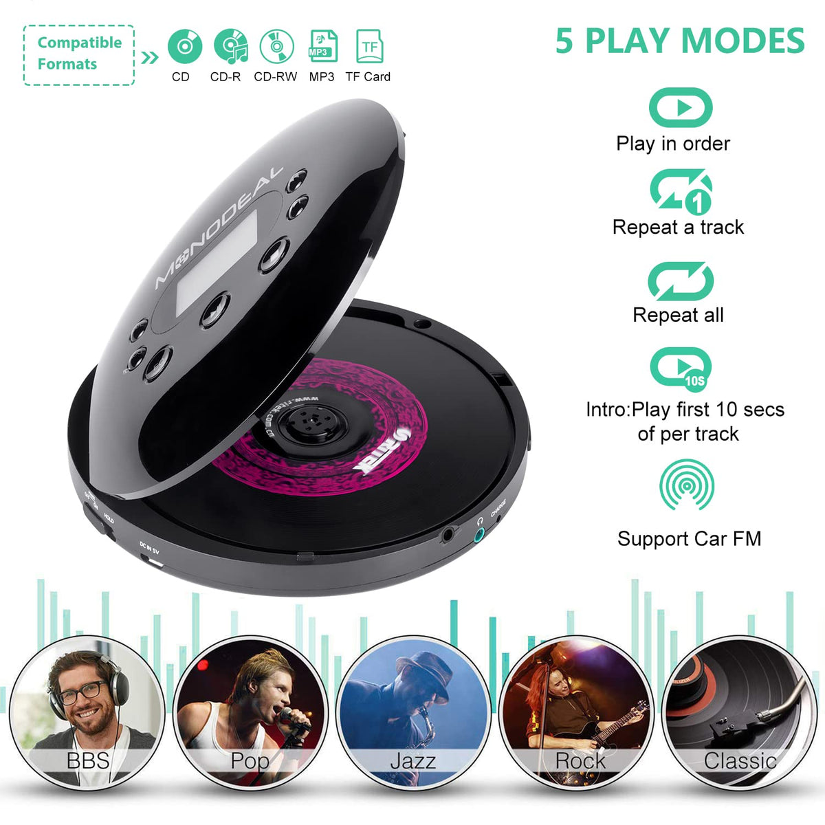 Portable CD Player with FM Transmitter H626851