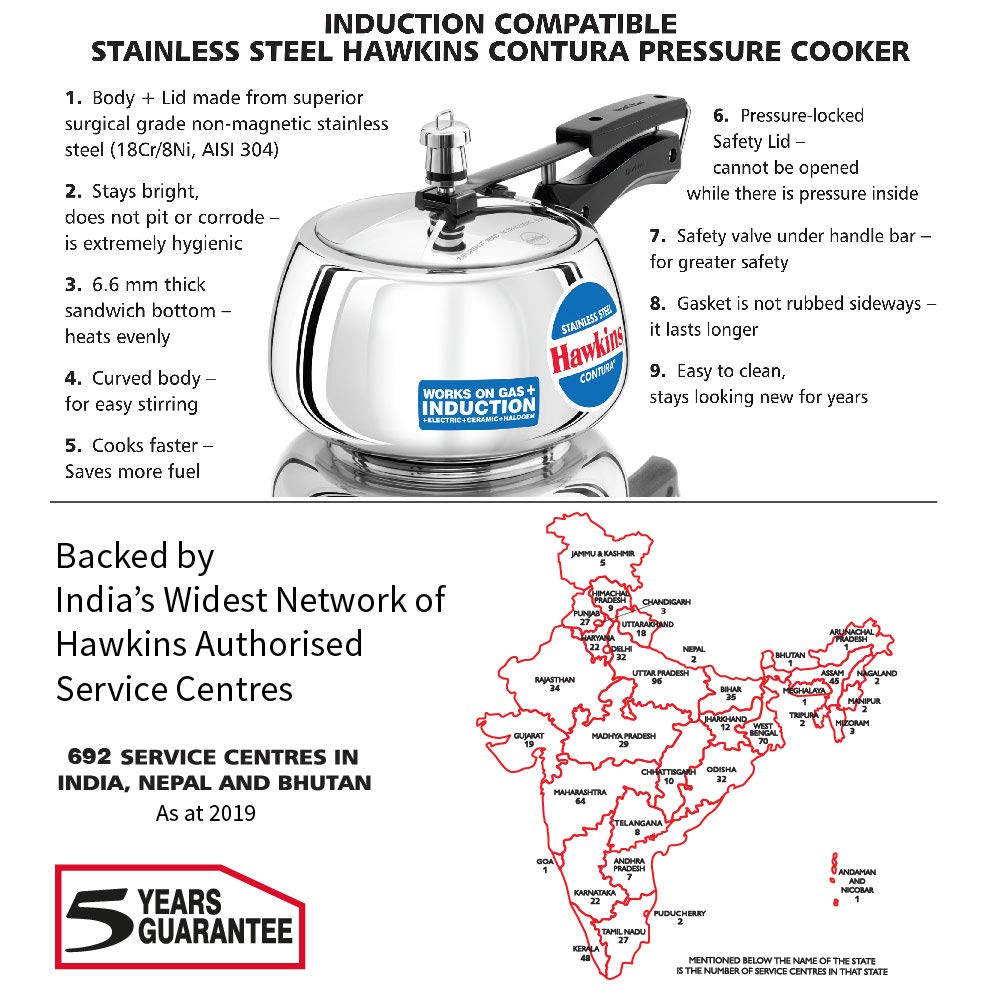 Stainless Steel Pressure Cooker, 3 Liter G2428