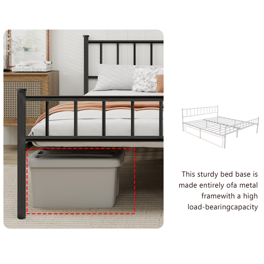 Black Full Size Metal Platform Bed Frame N7019