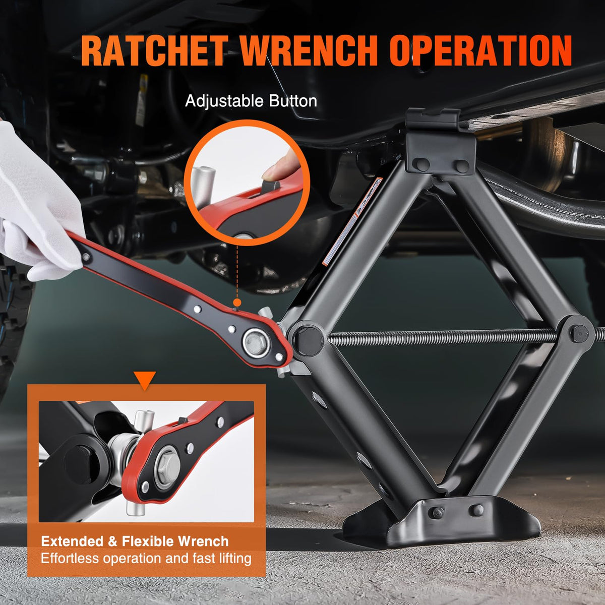 1.5 Ton Scissor Jack with Ratchet Lug Wrench F770820