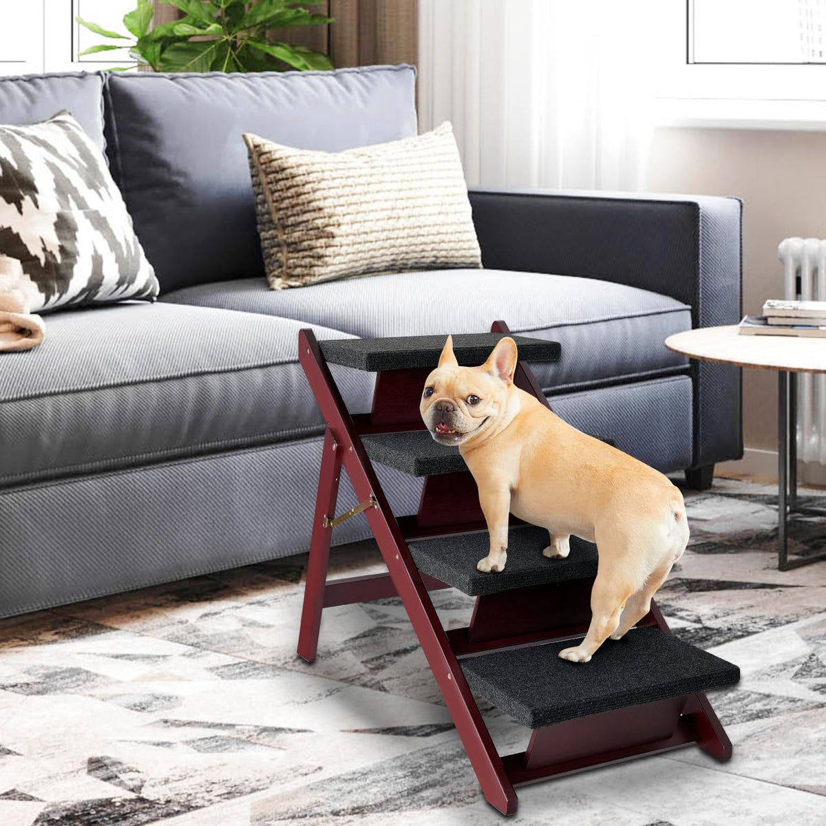Foldable 4 Steps Wooden Dog Stairs R858