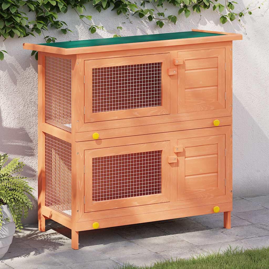Outdoor Wooden Rabbit Hutch 2-Tier 36 Inch O627