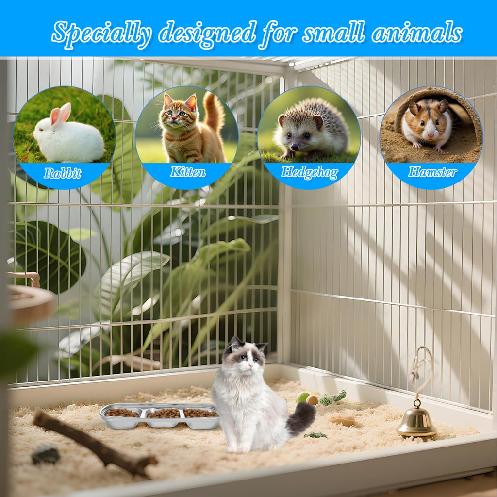 2pcs Stainless Steel Compartment Pet Food Bowls T88208