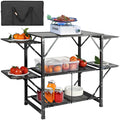 Aluminum Folding Camping Kitchen Table with 2 Shelves K182