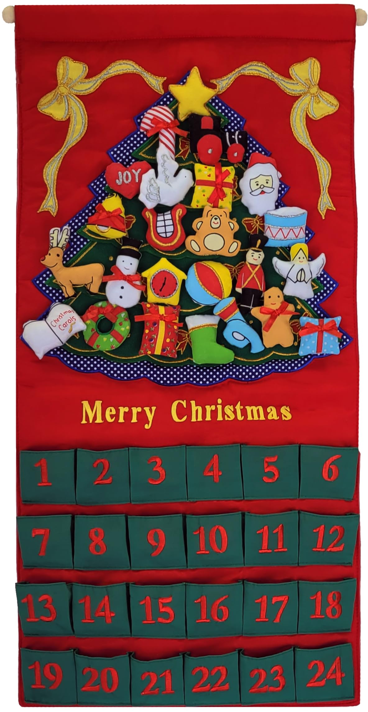 Christmas Advent Calendar with 24 Cloth Ornaments X197001