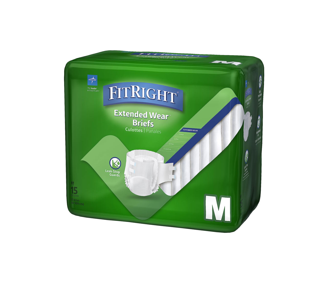 Adult Incontinence Briefs with Tabs, Medium, 15 Count H300