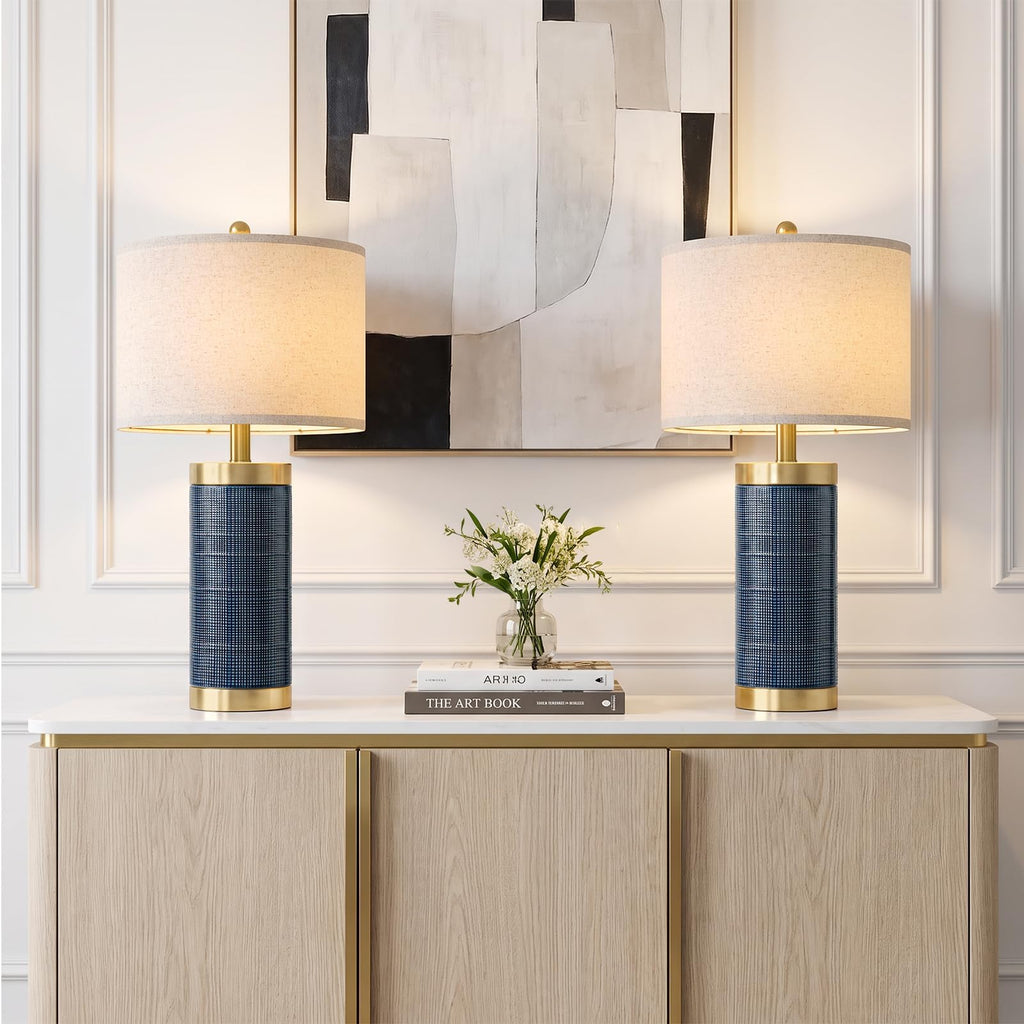 24.5'' Ceramic Table Lamps Set of 2 Blue R347