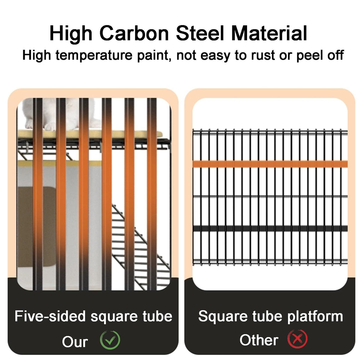 High Carbon Steel 4-Tier Cat Kennel P71382