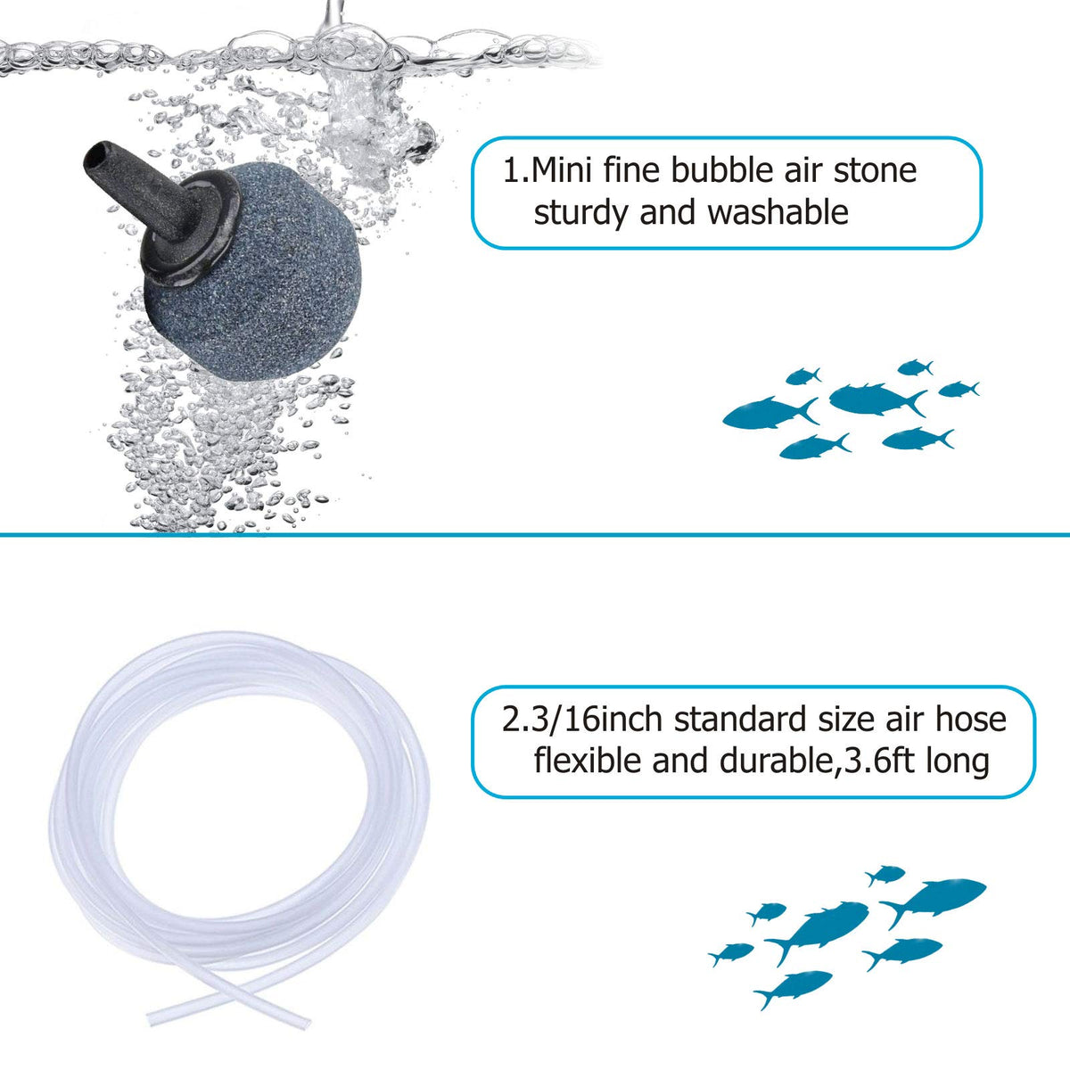 1.5W Mini Aquarium Air Pump with Air Tubing and Air Stone K9332