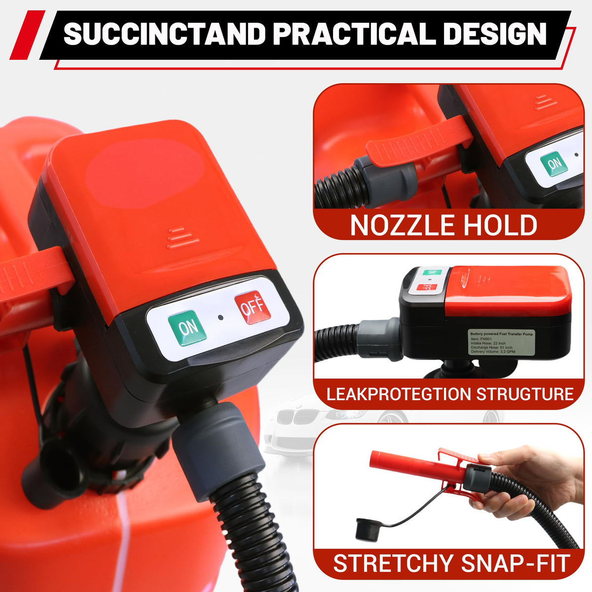 Battery Powered Fuel Transfer Pump with Automatic Stop Nozzle C149