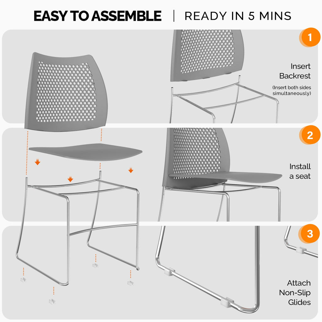 Grey Plastic Stacking Chairs P8889