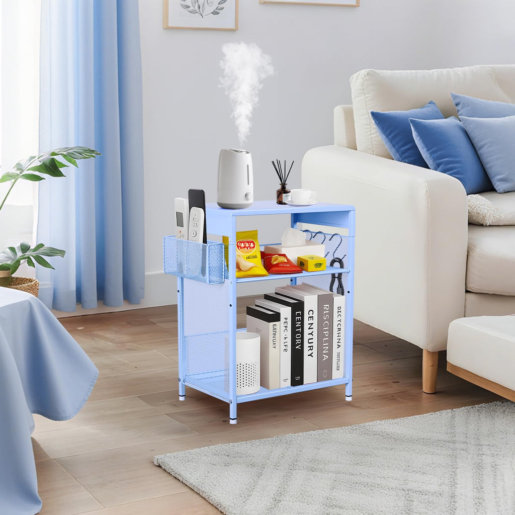 Sky Blue Kids Nightstand with Hooks and Holder H5199