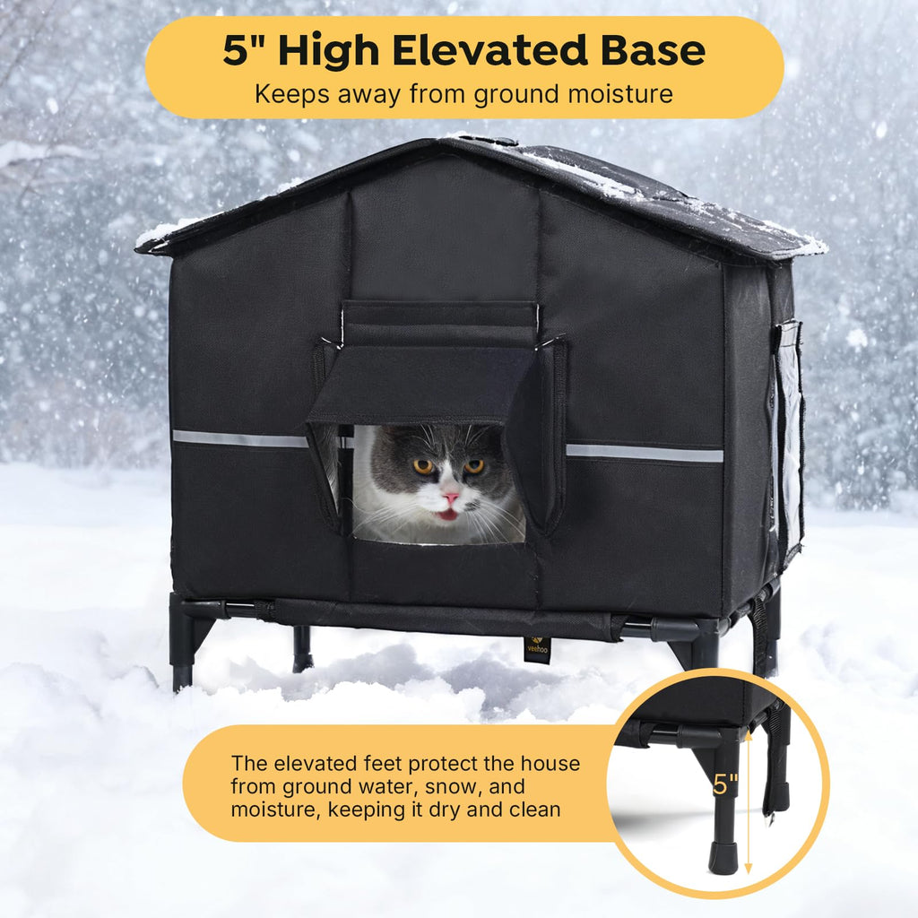 Weatherproof Elevated Insulated Outdoor Cat House F818
