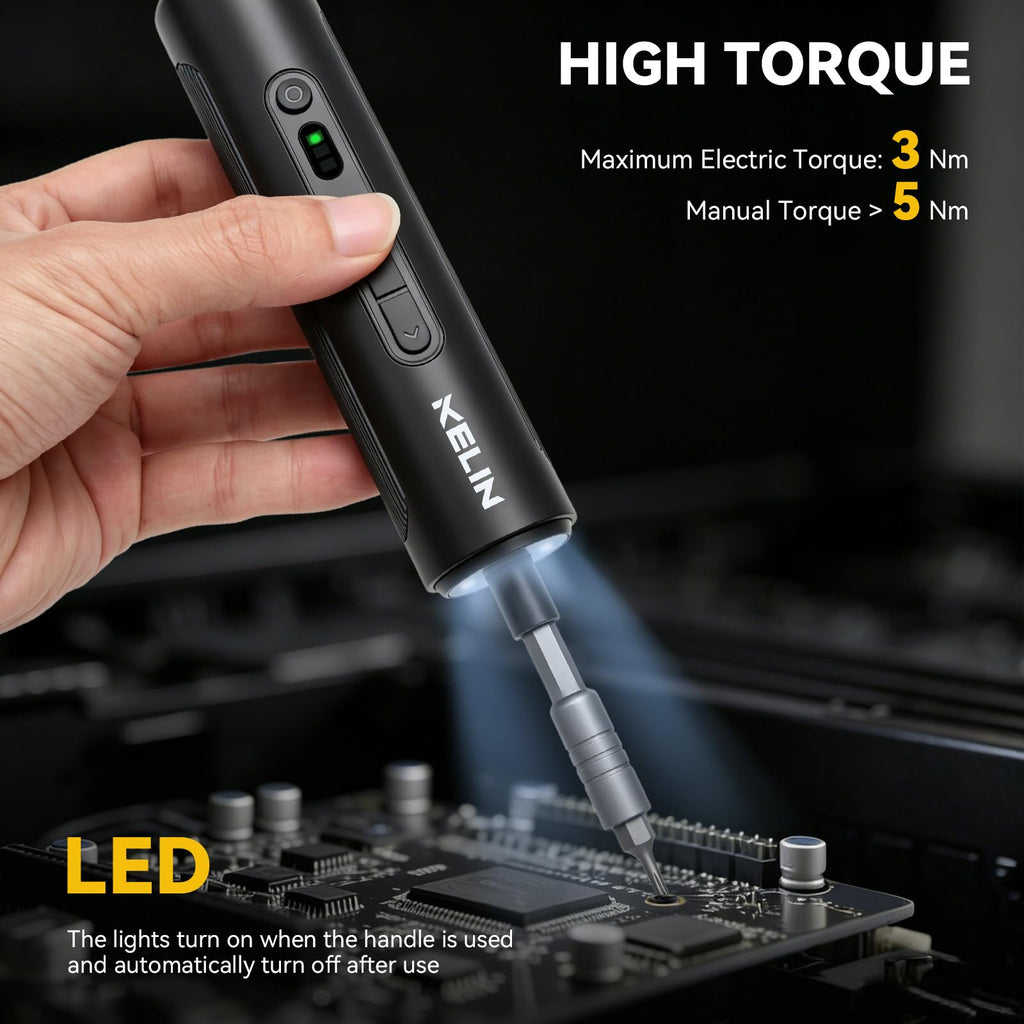 Electric Screwdriver Set 3 Torque Levels S2 Steel Bits T46921
