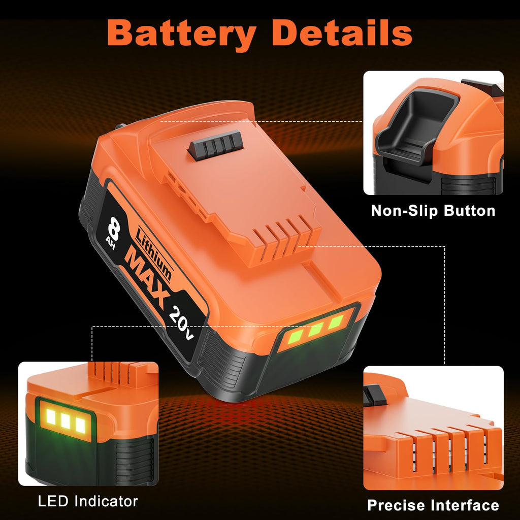 8000mAh Replacement Battery and Charger W8651