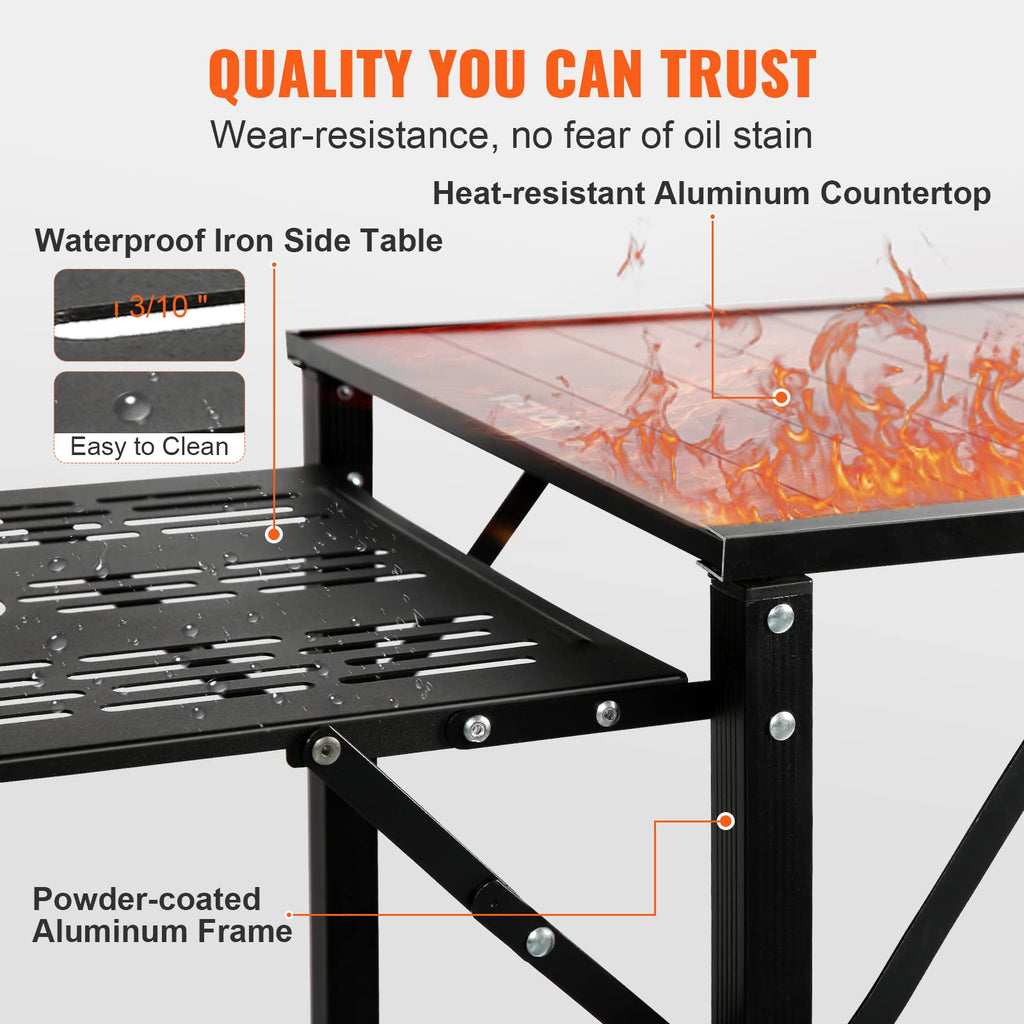 Aluminum Folding Camping Kitchen Table with 2 Shelves K182