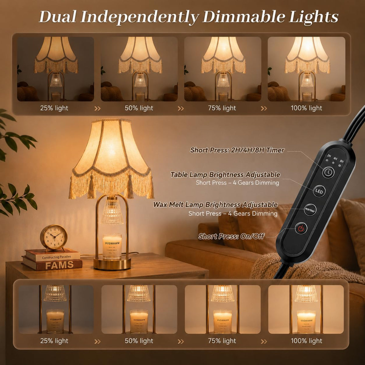 Dimmable Table Lamp and Candle Warmer Set of 2 V671484