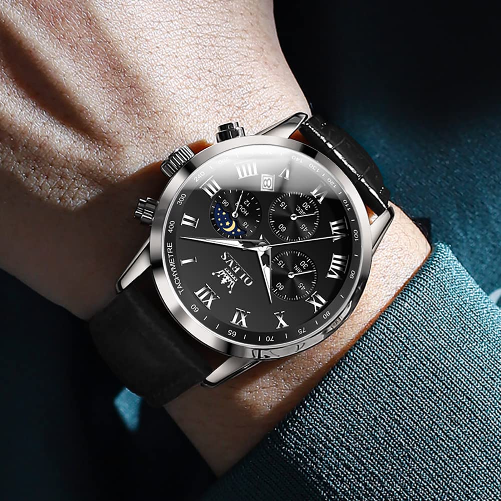 Leather Waterproof Classic Round Watch with Date N81358