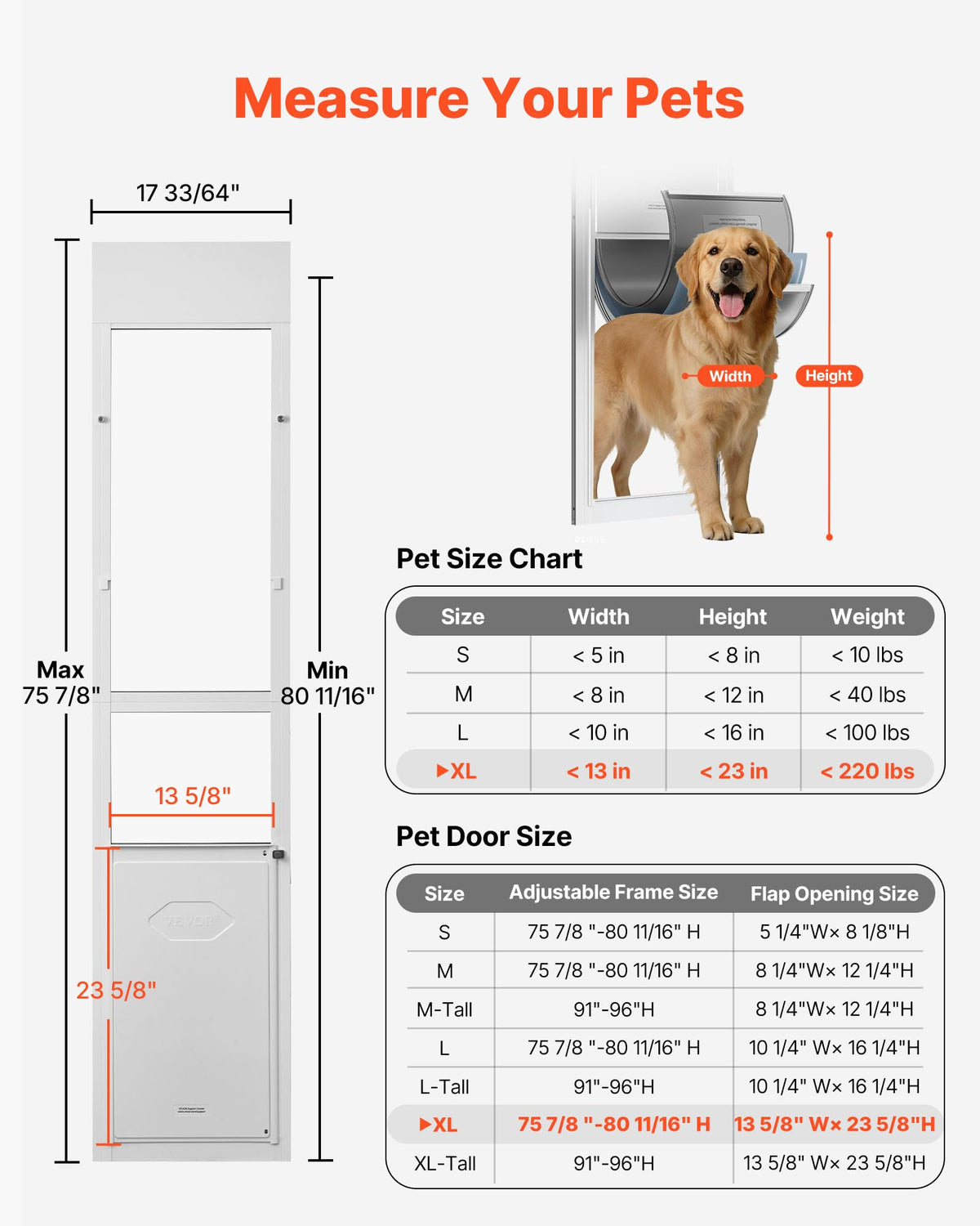 Sliding Glass Dog Door with Aluminum Alloy Frame F9098