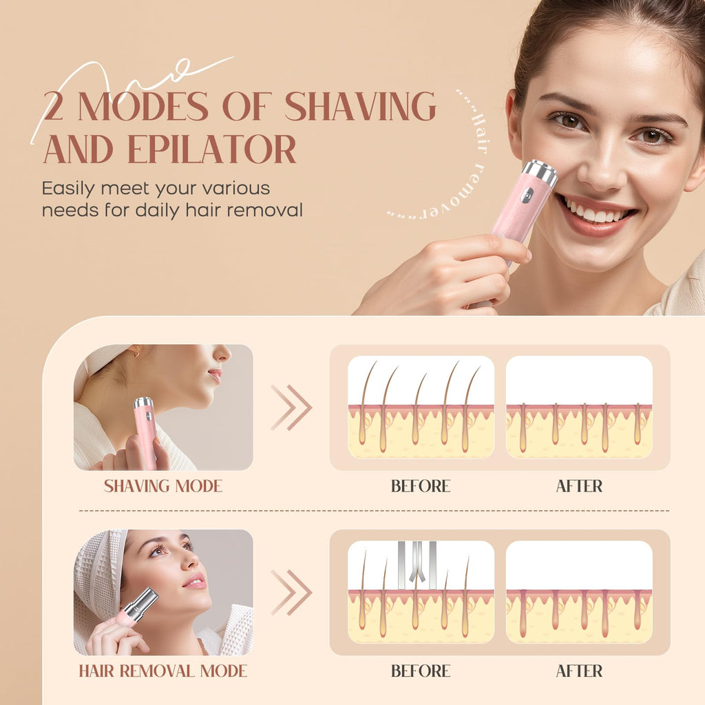 2-in-1 USB Rechargeable Electric Facial Hair Remover with LED Light B21298