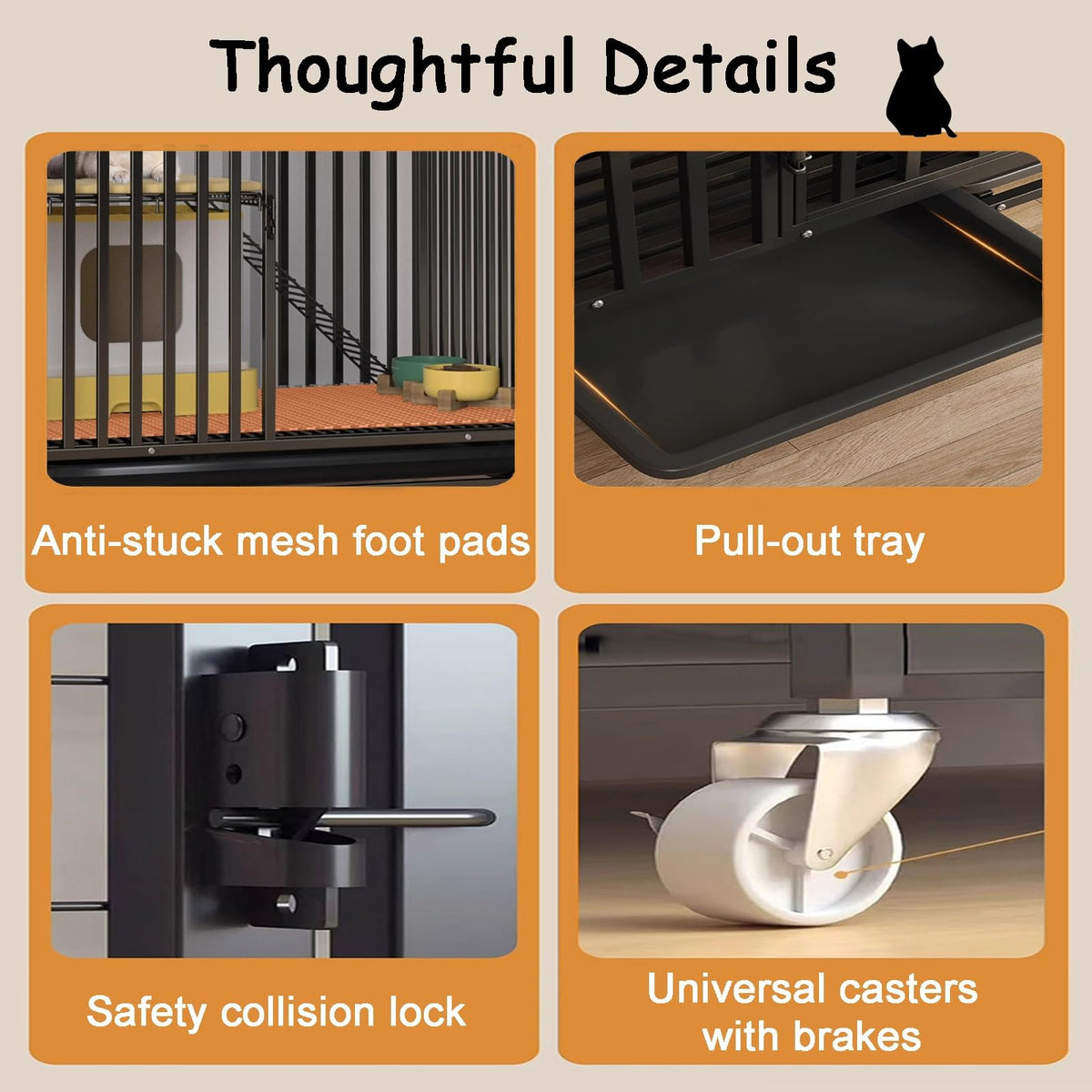 High Carbon Steel 4-Tier Cat Kennel P71382