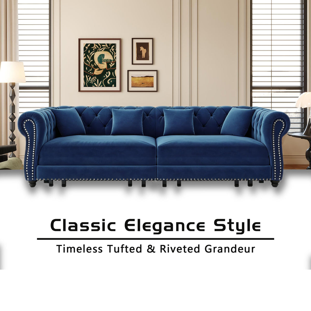 Blue Velvet Pull Out Sleeper Sofa Bed B6941