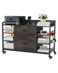 2 Drawer Metal File Cabinet with Lock and 6 Open Shelves, Gray D5493