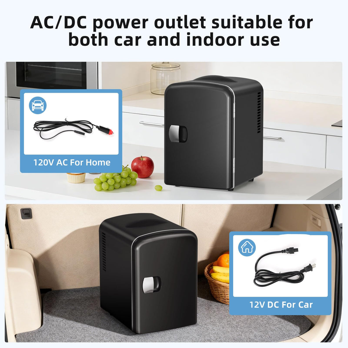 4L 6 Can Portable Mini Fridge Black C984311