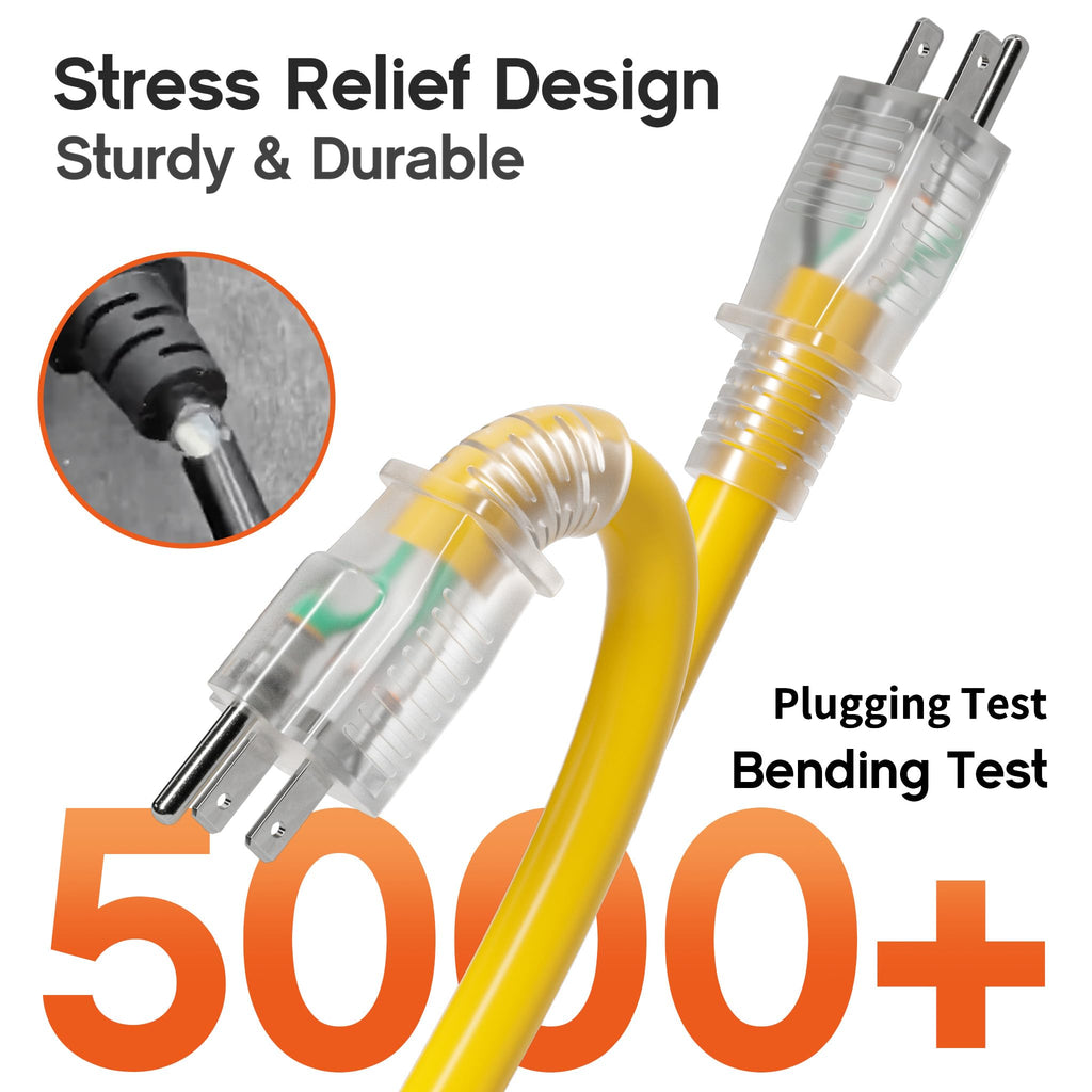 100FT 10 Gauge Extension Cord with Multiple Outlets Yellow U243716