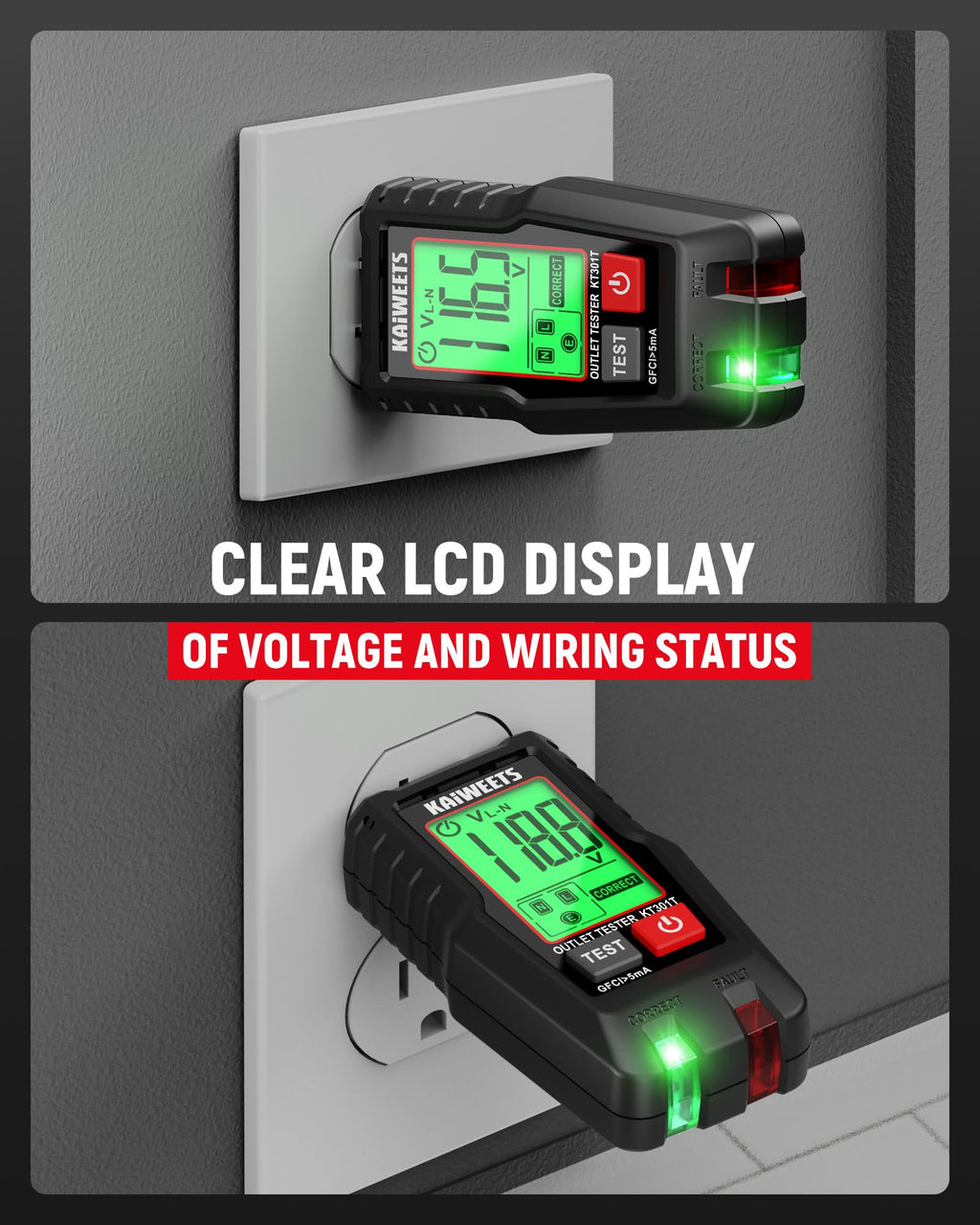 Digital Multimeter Non-Contact Voltage Tester GFCI Outlet Tester Kit X97932