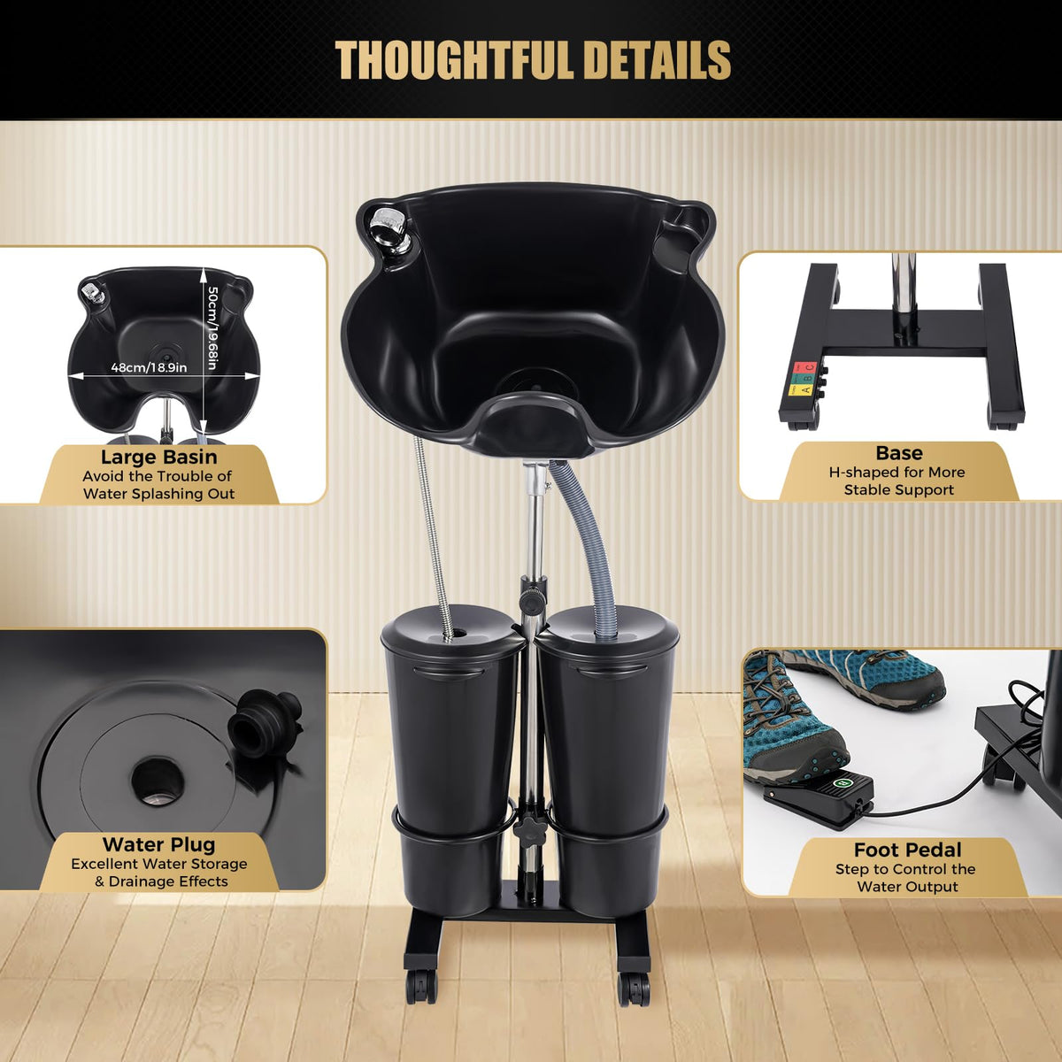 Portable Shampoo Bowl with Electric Pump R566