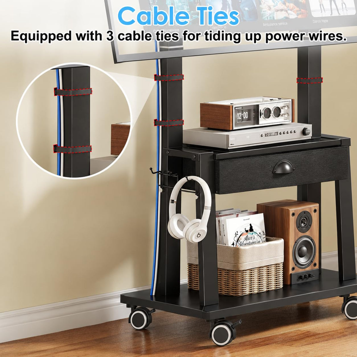 23-60 Inch Mobile TV Stand with Drawer G334