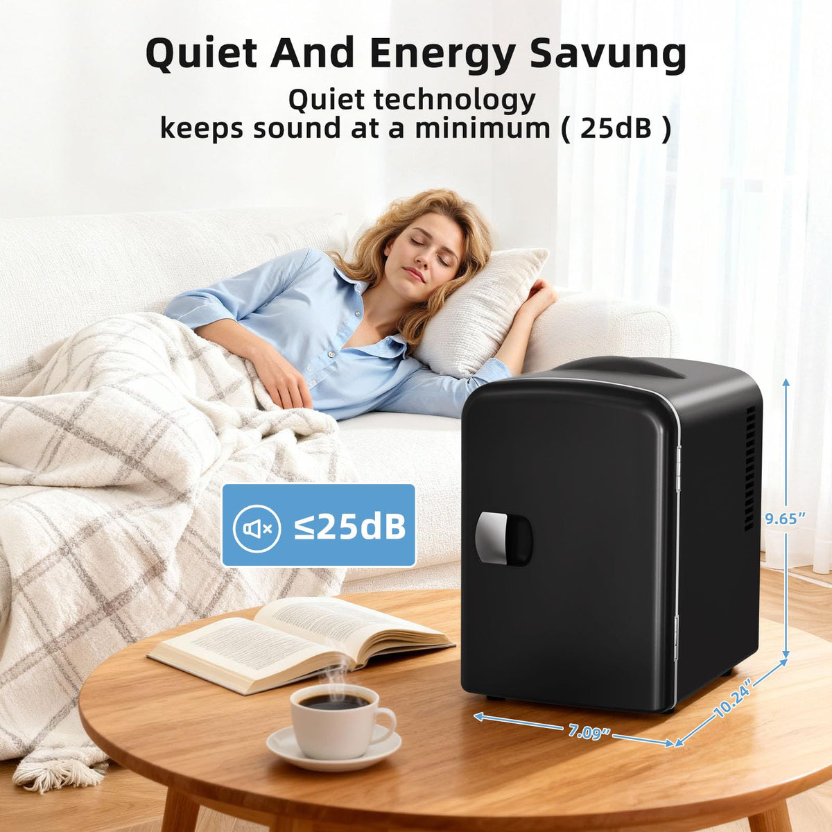 4L 6 Can Portable Mini Fridge Black C984311