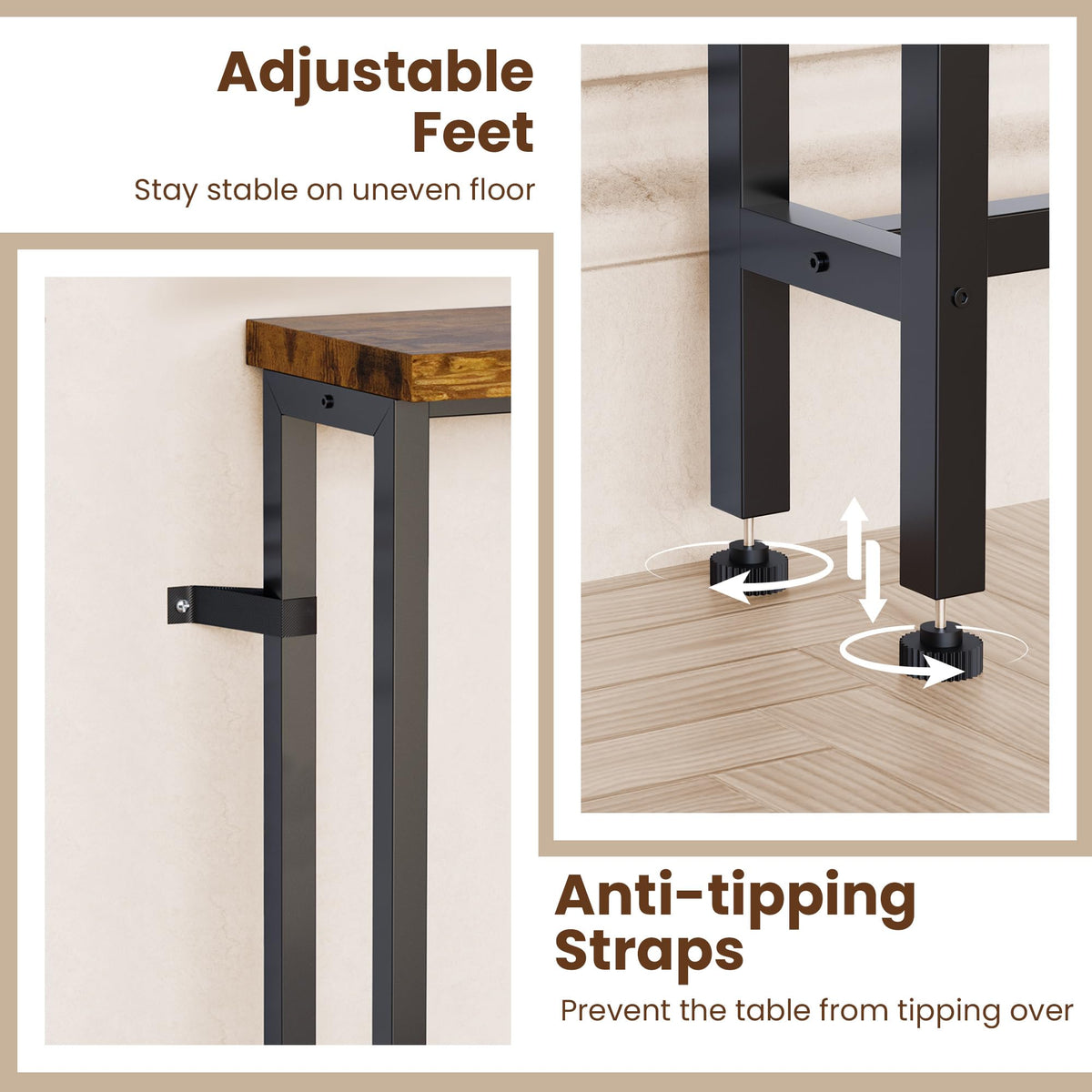 102 Inch Narrow Sofa Table with Power Outlets Y490532