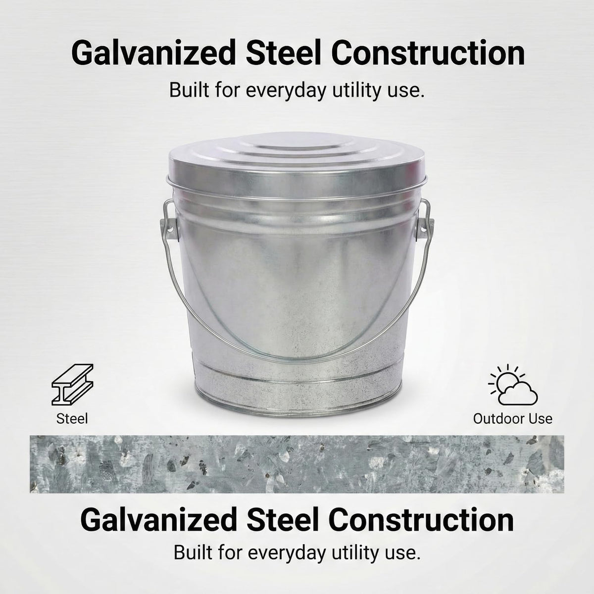 6 Gallon Galvanized Metal Trash Can with Locking Lid E362470