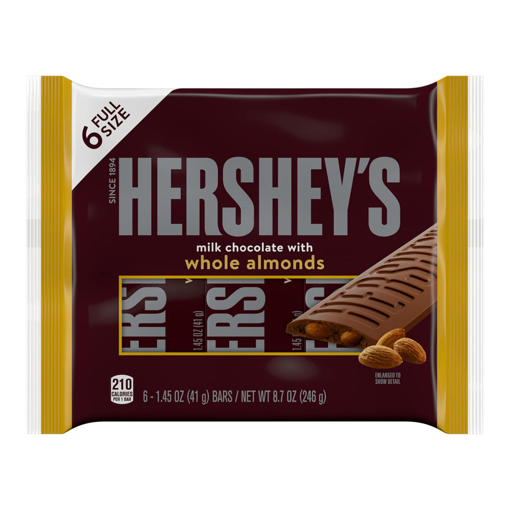 Milk Chocolate with Whole Almonds Candy Bars 1.45 oz 6 Count P349