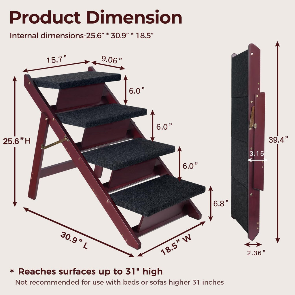 Foldable 4 Steps Wooden Dog Stairs R858