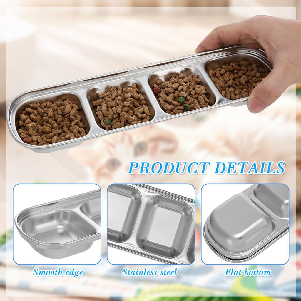 2pcs Stainless Steel Compartment Pet Food Bowls T88208
