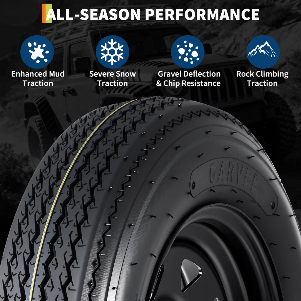 2-Pack Trailer Tire On Rim 5.30-12 4 Lug 12 in Wheels Load Range C Black N262786