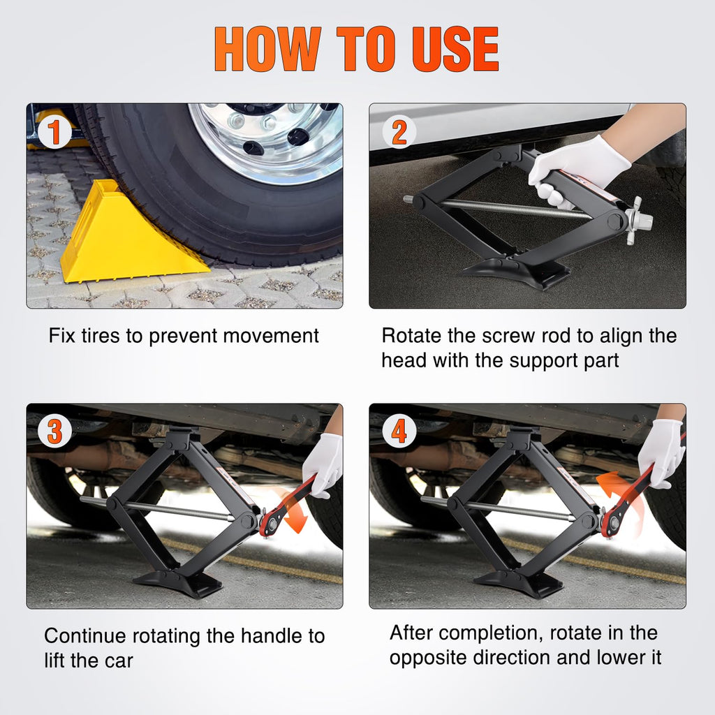 1.5 Ton Scissor Jack with Ratchet Lug Wrench F770820