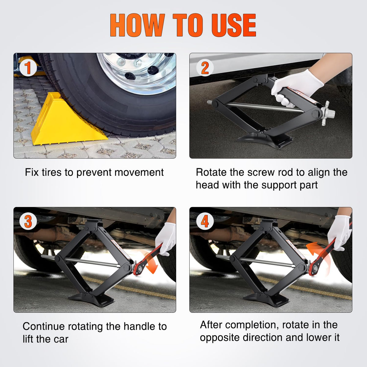 1.5 Ton Scissor Jack with Ratchet Lug Wrench F770820