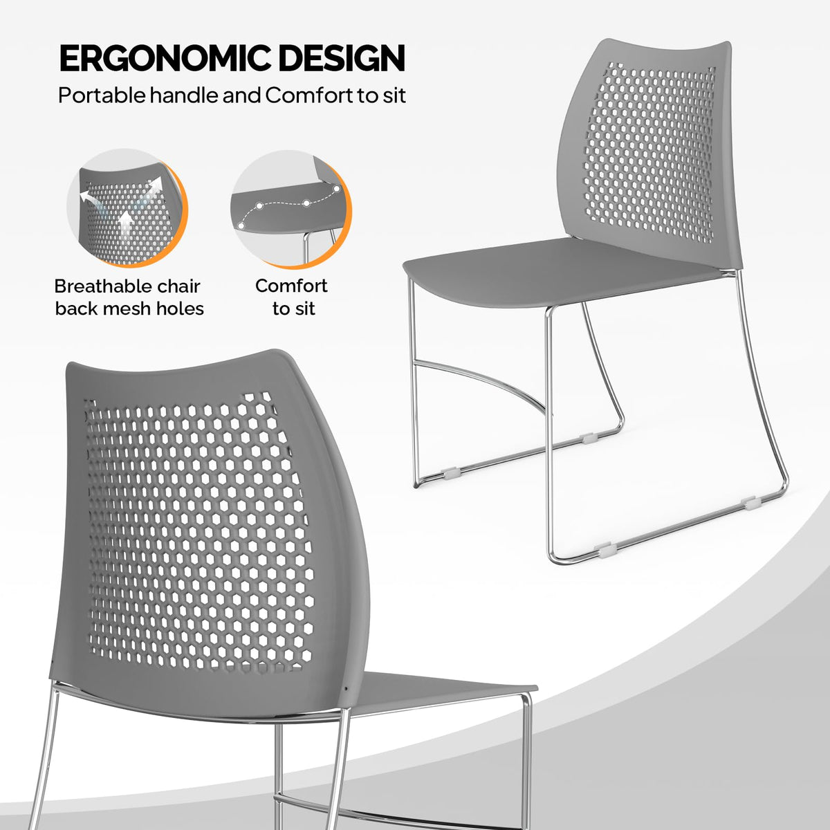 Grey Plastic Stacking Chairs P8889