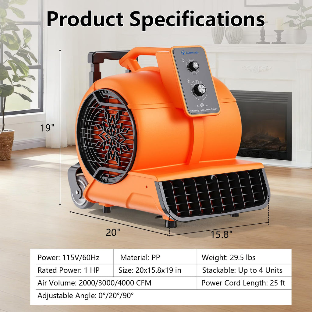 1 HP 4000 CFM Portable Air Mover U447