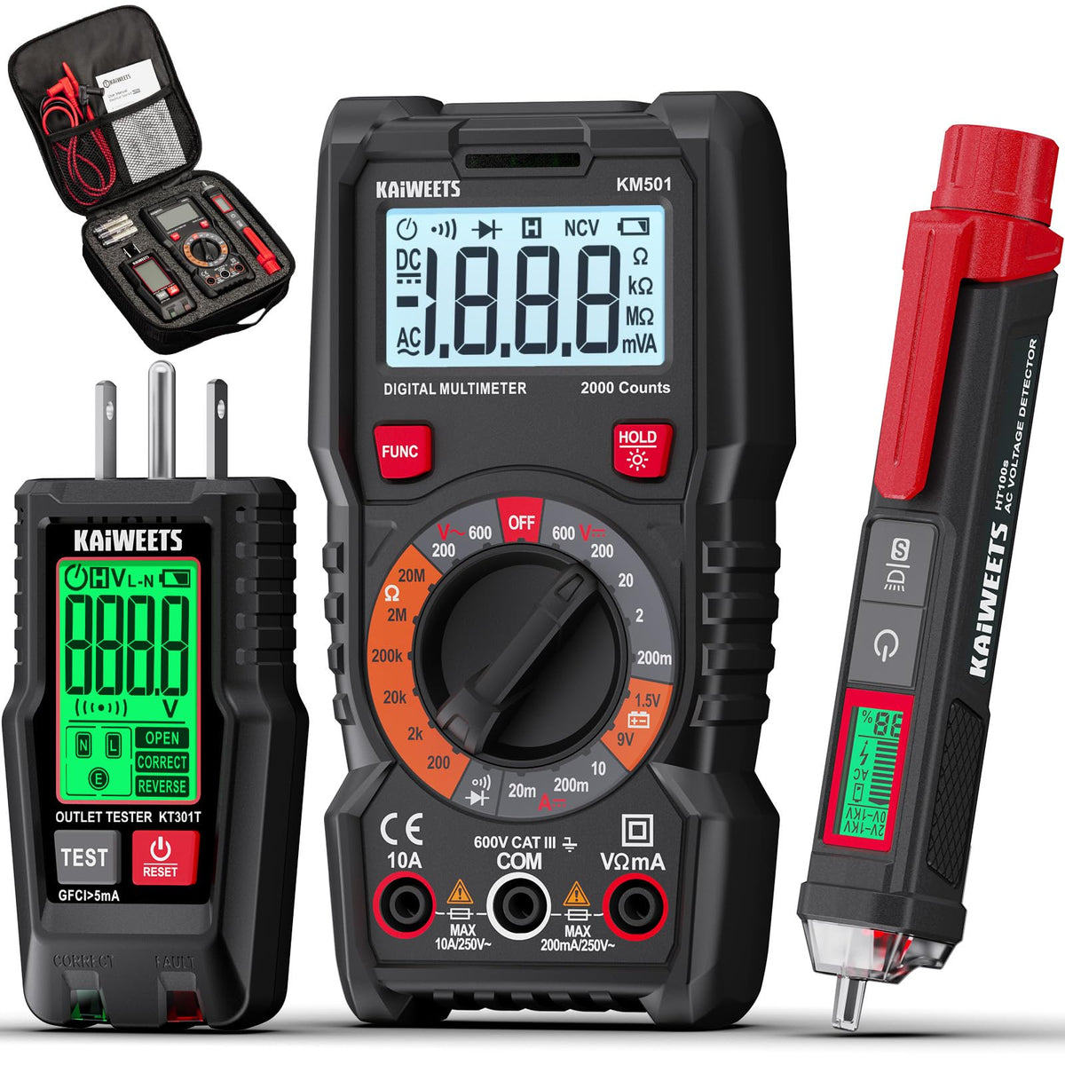 Digital Multimeter Non-Contact Voltage Tester GFCI Outlet Tester Kit X97932