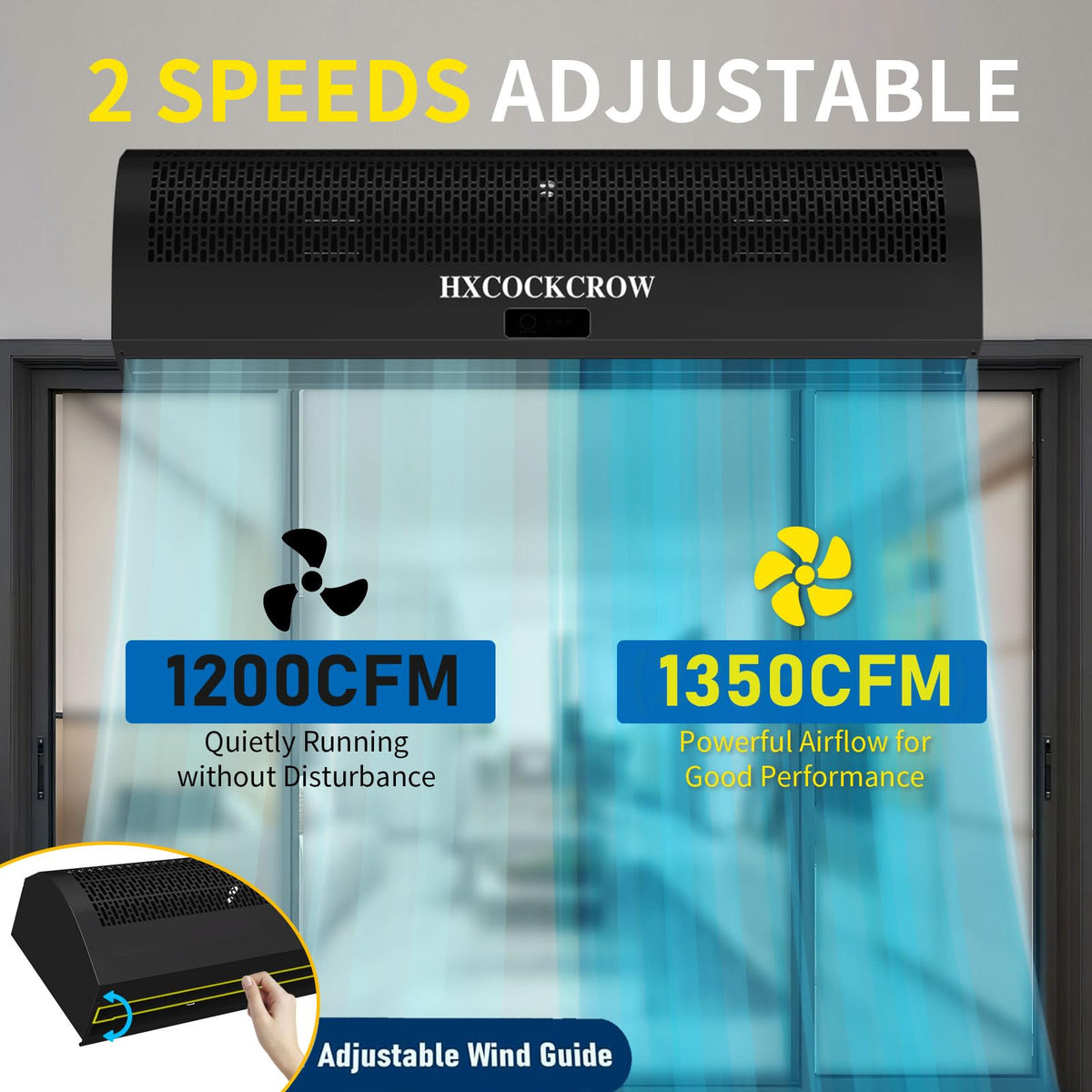 36 Inch Black Air Curtain with Door Magnetic Switch Q390048