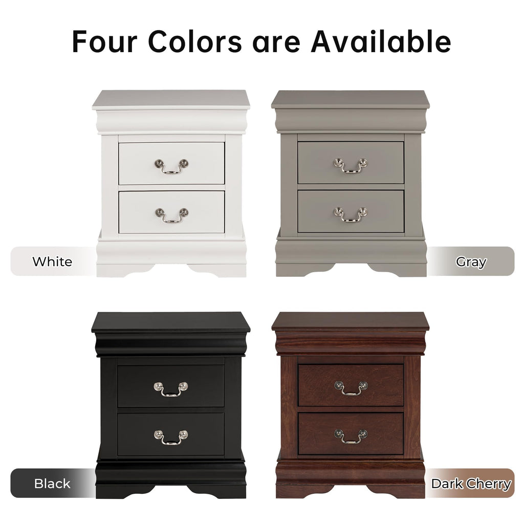 Cherry Wood Nightstand Set of 2 with 2 Drawers S358231