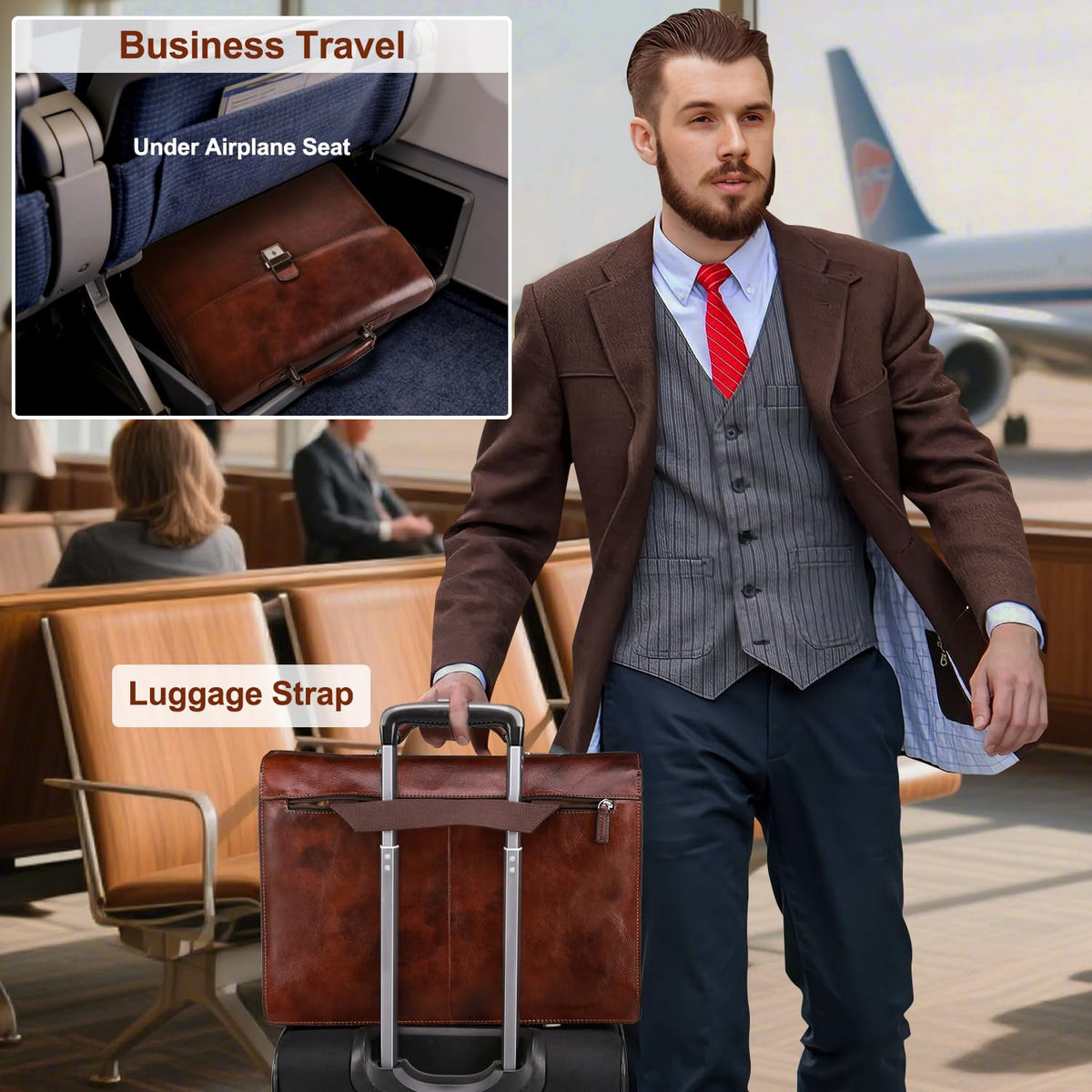 Full Grain Leather Briefcase Y597