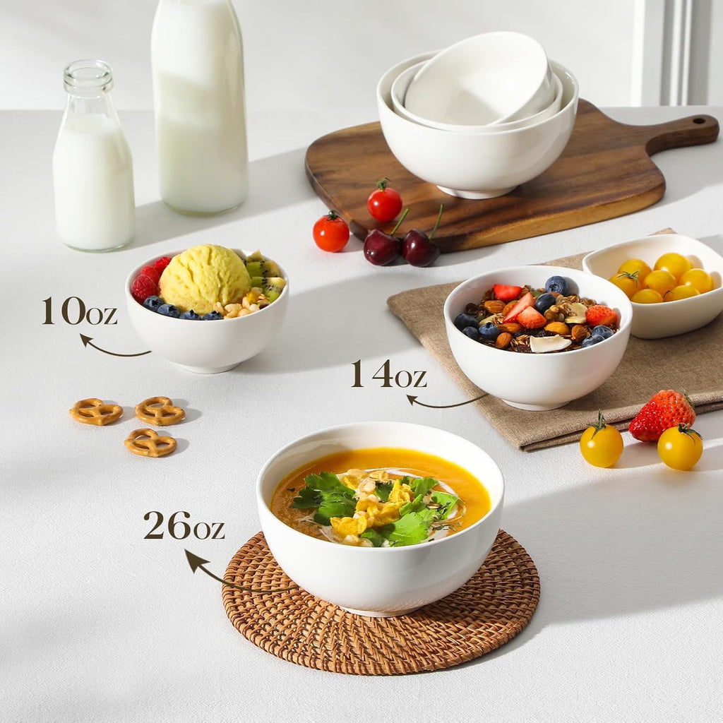 White 26 Oz Ceramic Soup Bowls of 4 I22923